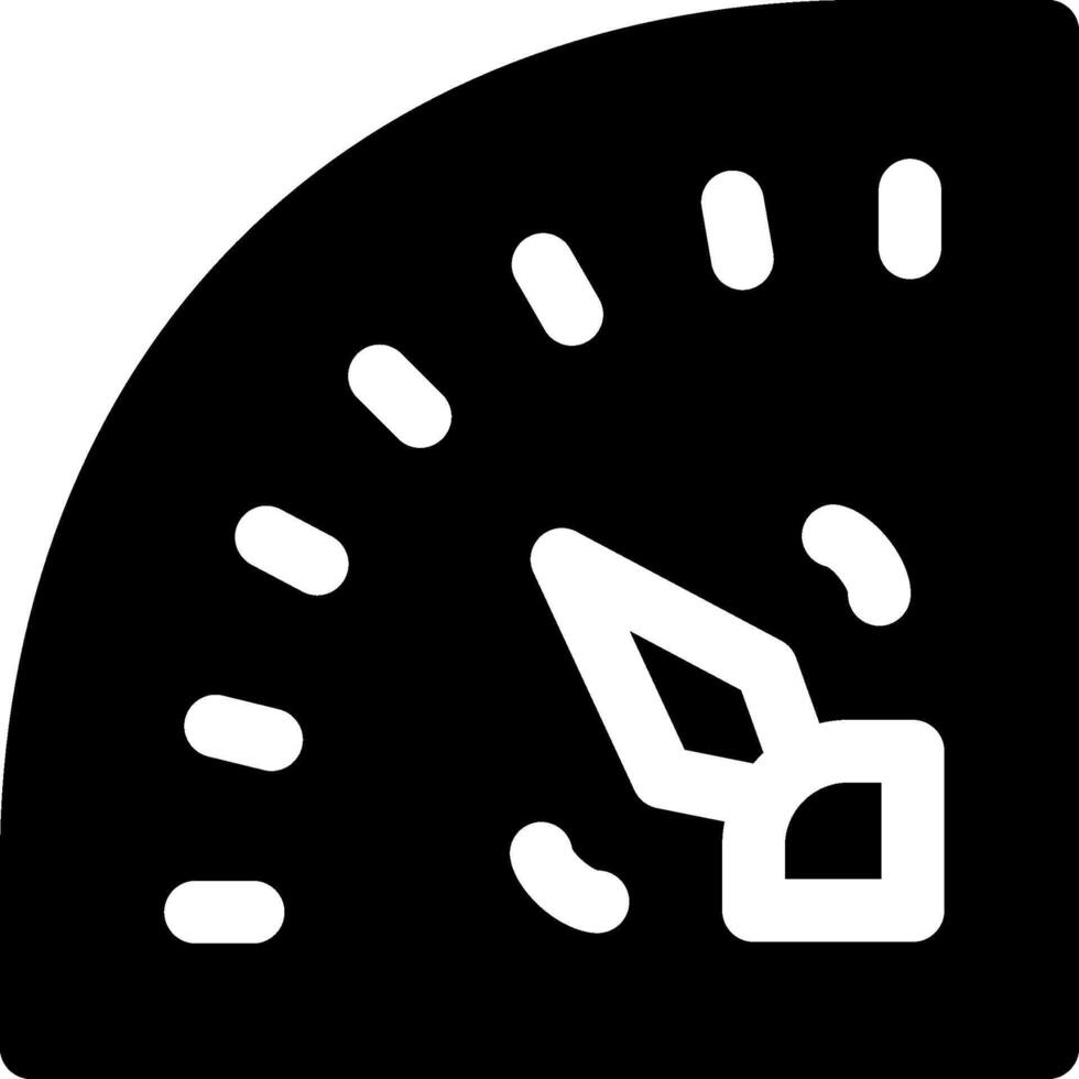 A black and white icon of a speedometer vector