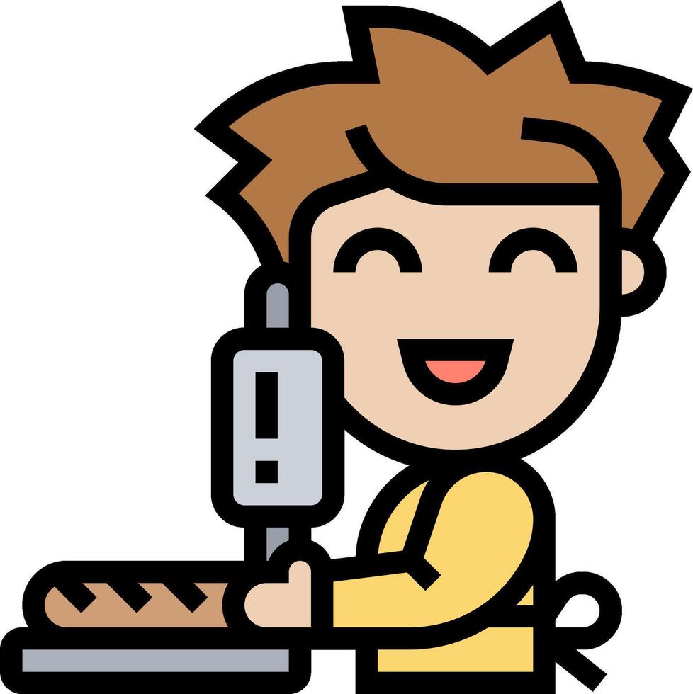 A cartoon man holding a knife and fork vector