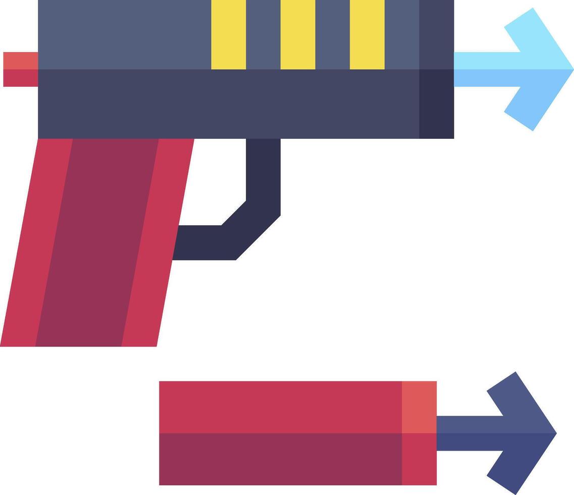 A gun with a blue arrow pointing to the left vector