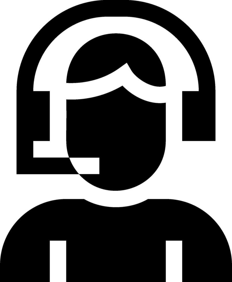 A black and white icon of a person wearing a headset vector