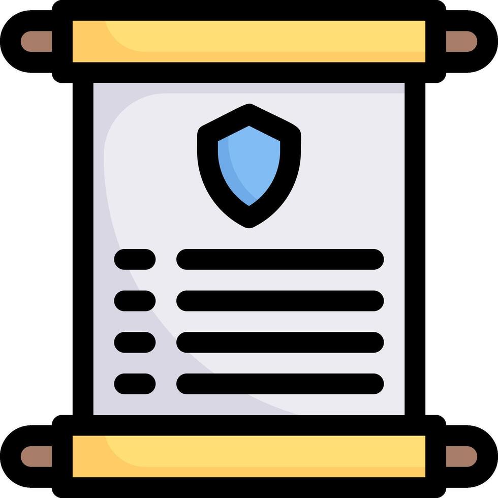 A scroll with a shield icon vector