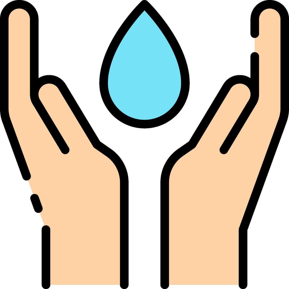 Hands holding water drop icon vector