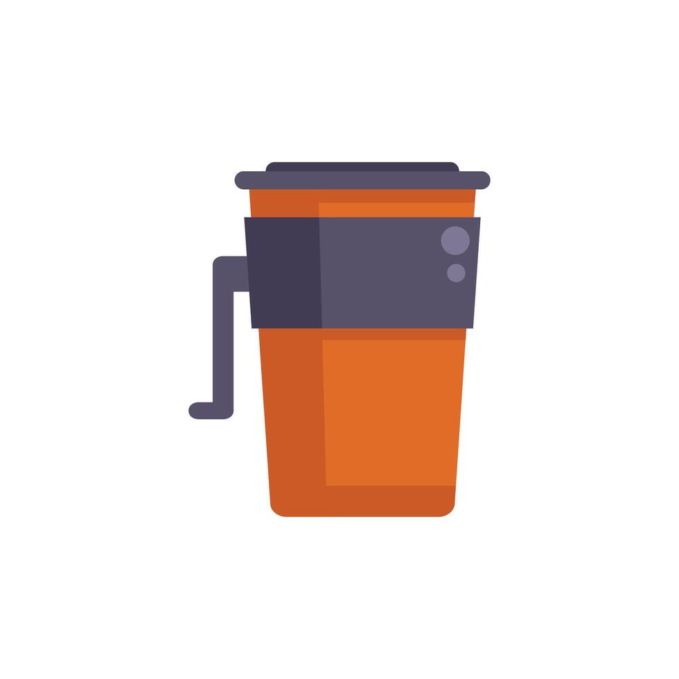 Self heating coffee cup with handle keeping beverage warm for hiking trip vector