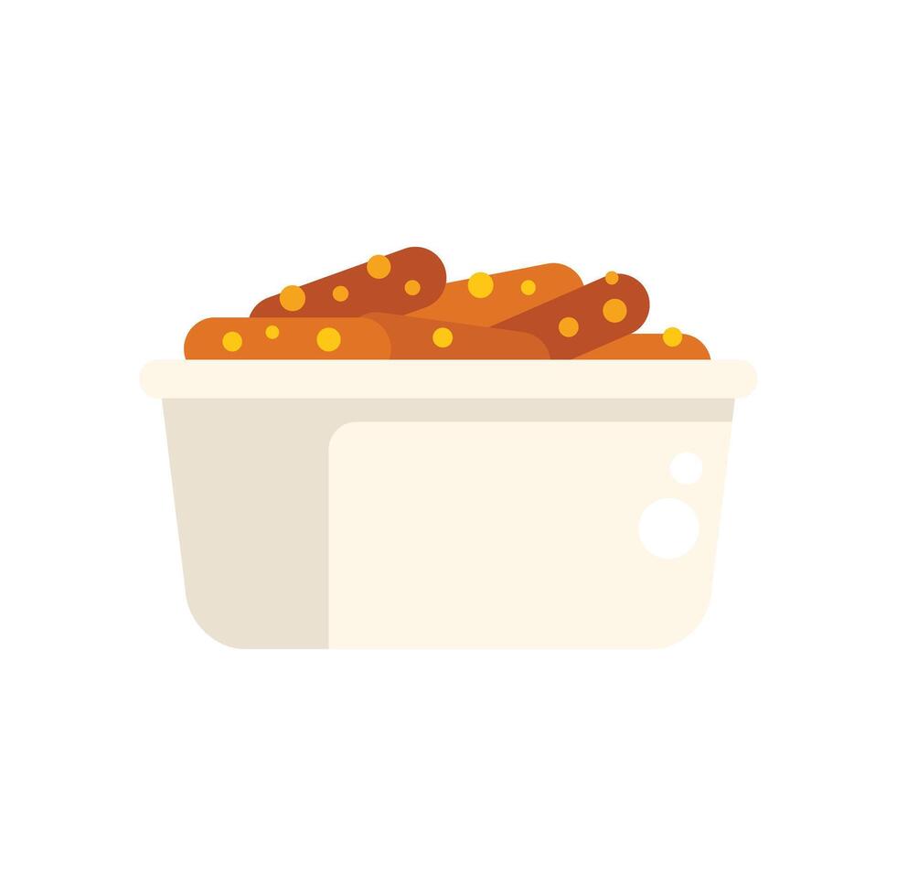 Plastic container full of chicken wings with sesame seeds vector