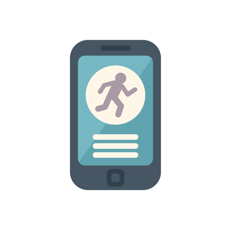 Smartphone showing running app interface with tracking person activity vector