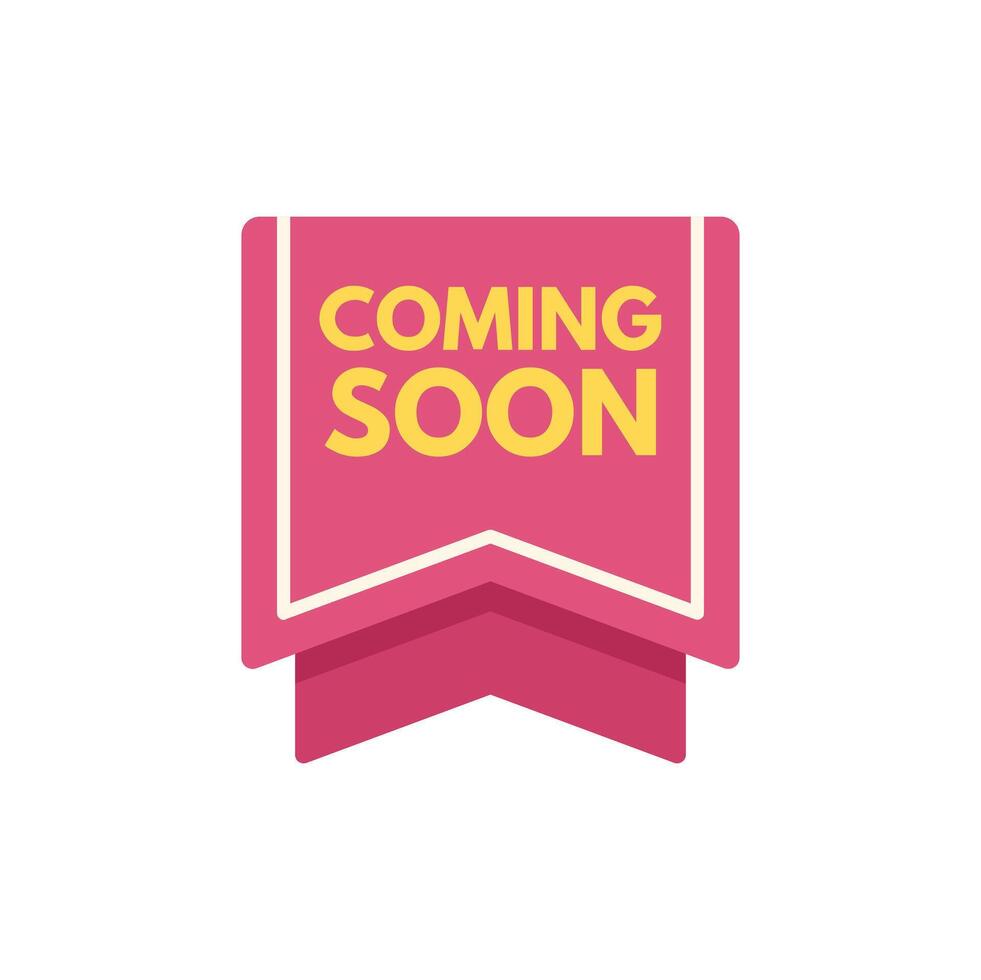 Pink coming soon ribbon announcing exciting new arrival vector