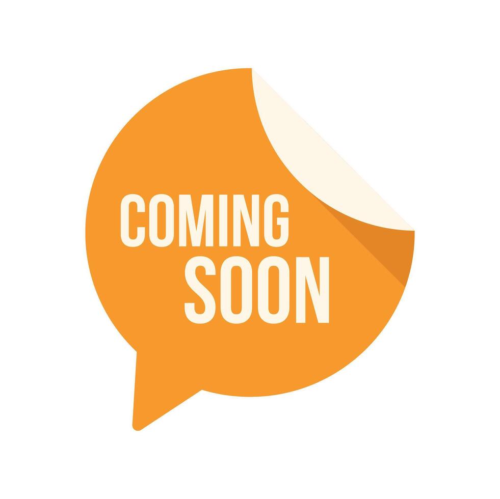 Orange coming soon speech bubble announcing new product launch vector