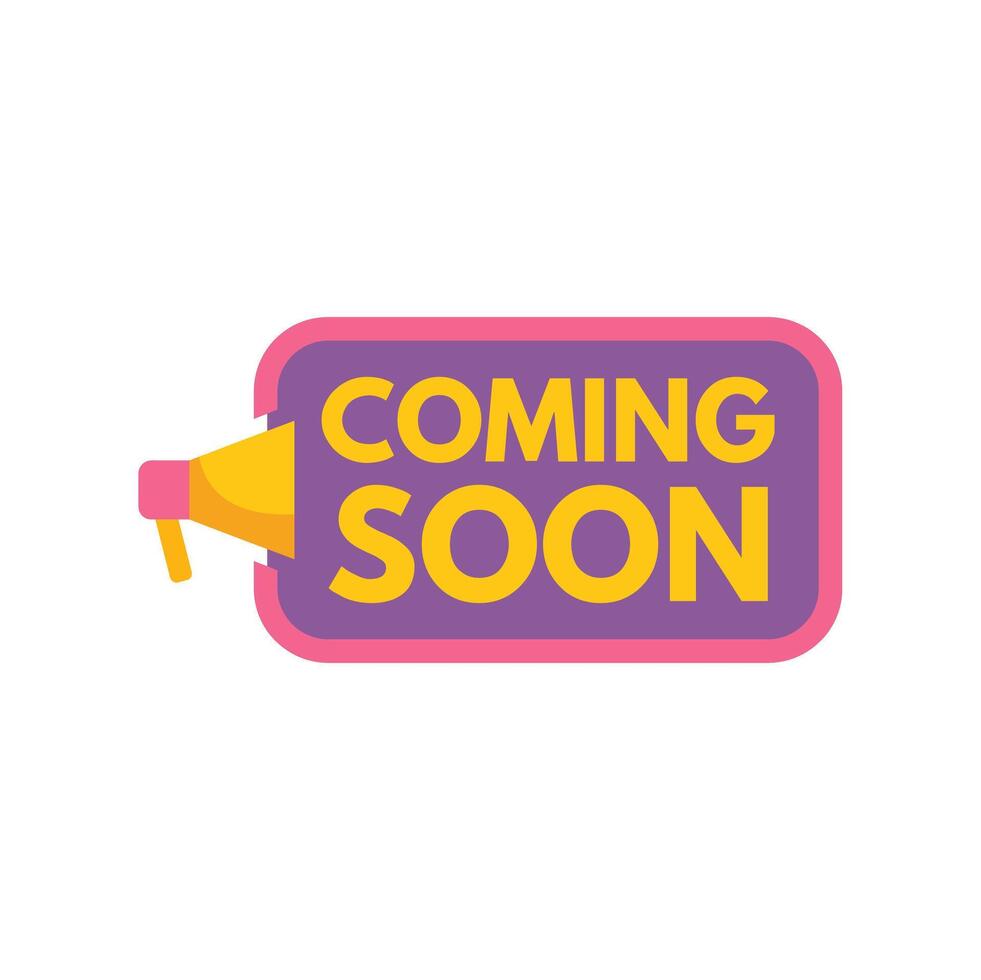 Megaphone announcing coming soon promotion banner vector