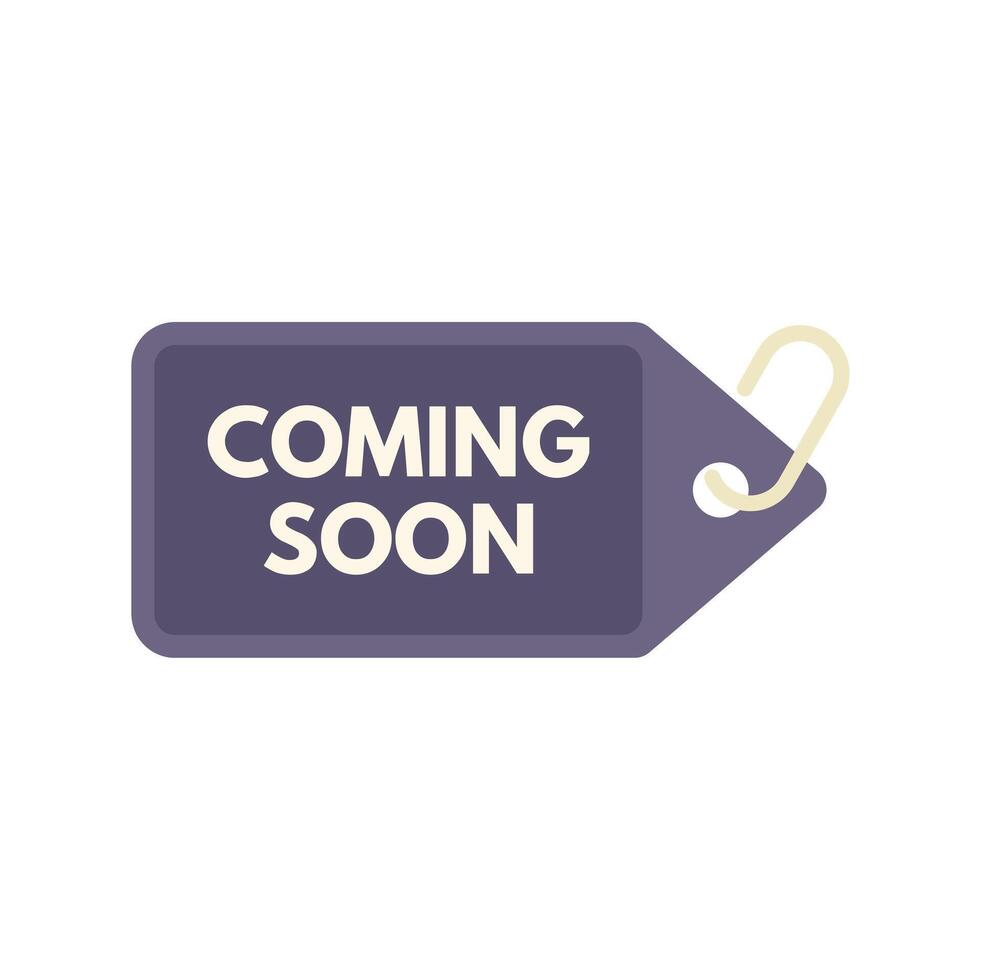 Coming soon purple tag hanging with string vector
