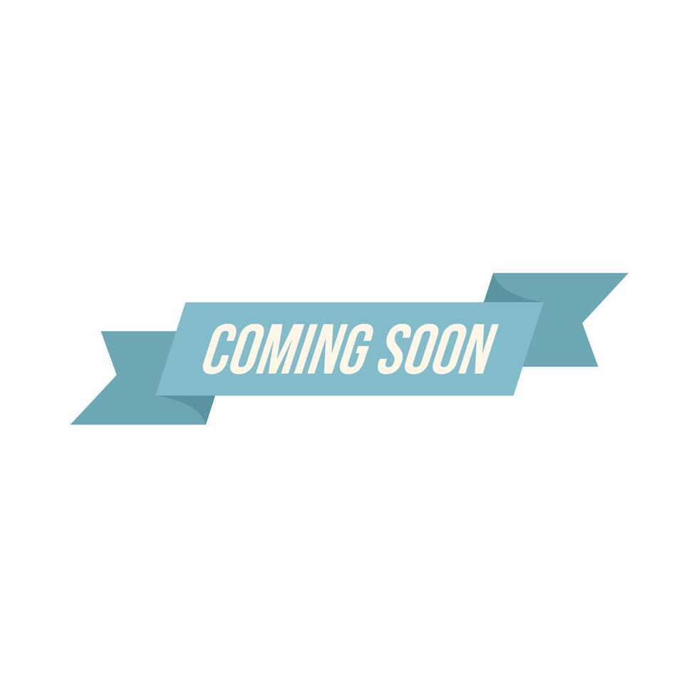 Blue coming soon ribbon showing new product launch vector