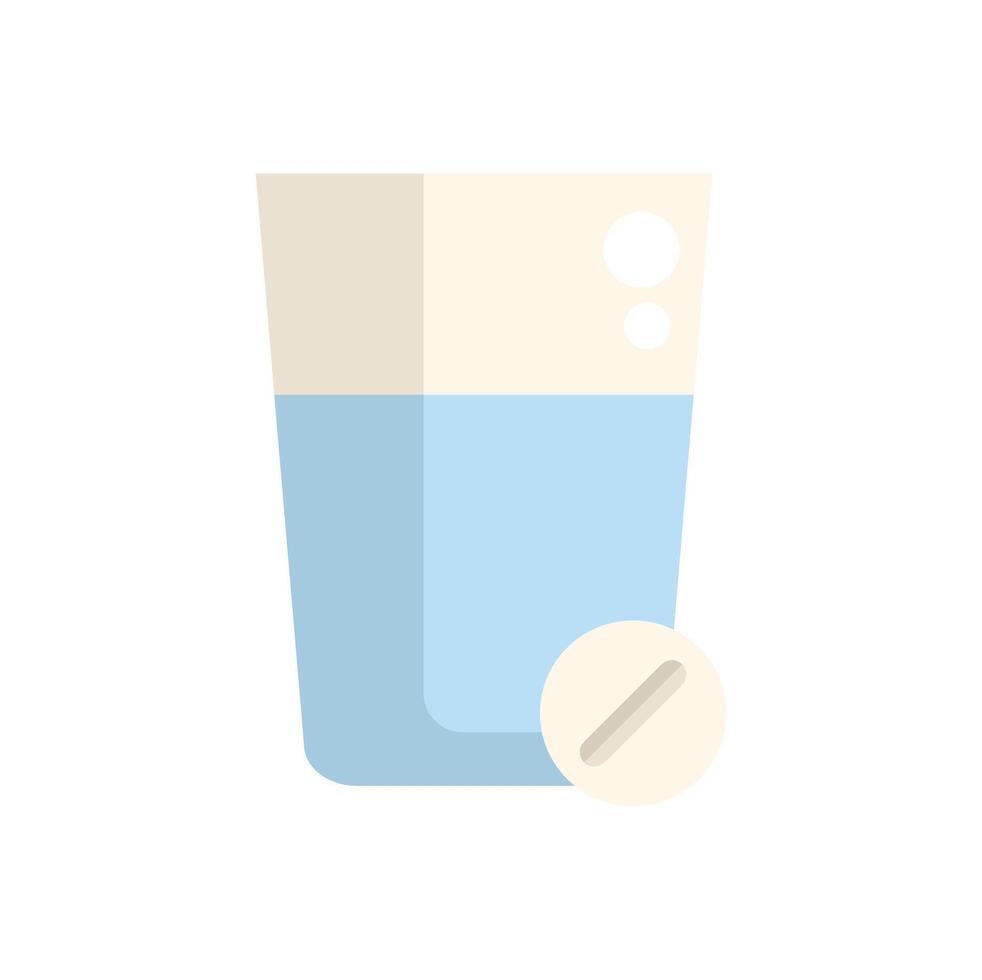 Glass of water and a pill for treatment and healthcare vector