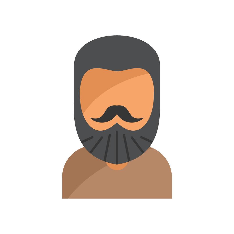 Bearded man wearing a brown shirt is showing a neutral expression vector