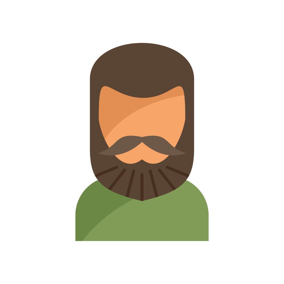 Man with beard and mustache is wearing green shirt vector