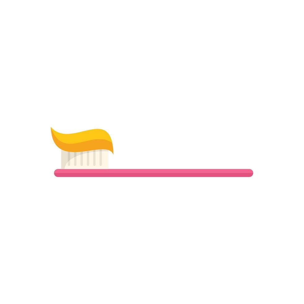 Pink toothbrush with yellow toothpaste showing oral hygiene routine vector