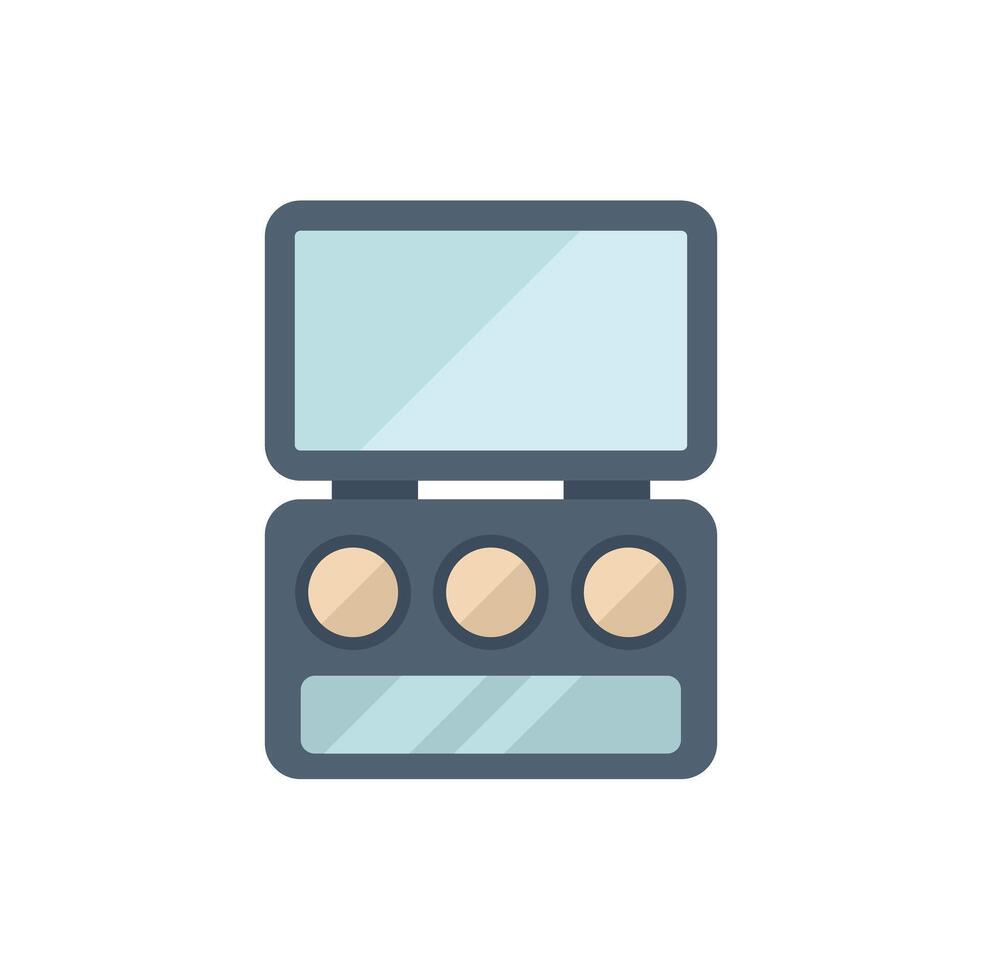 Makeup palette showing colorful eyeshadows for beauty routine vector
