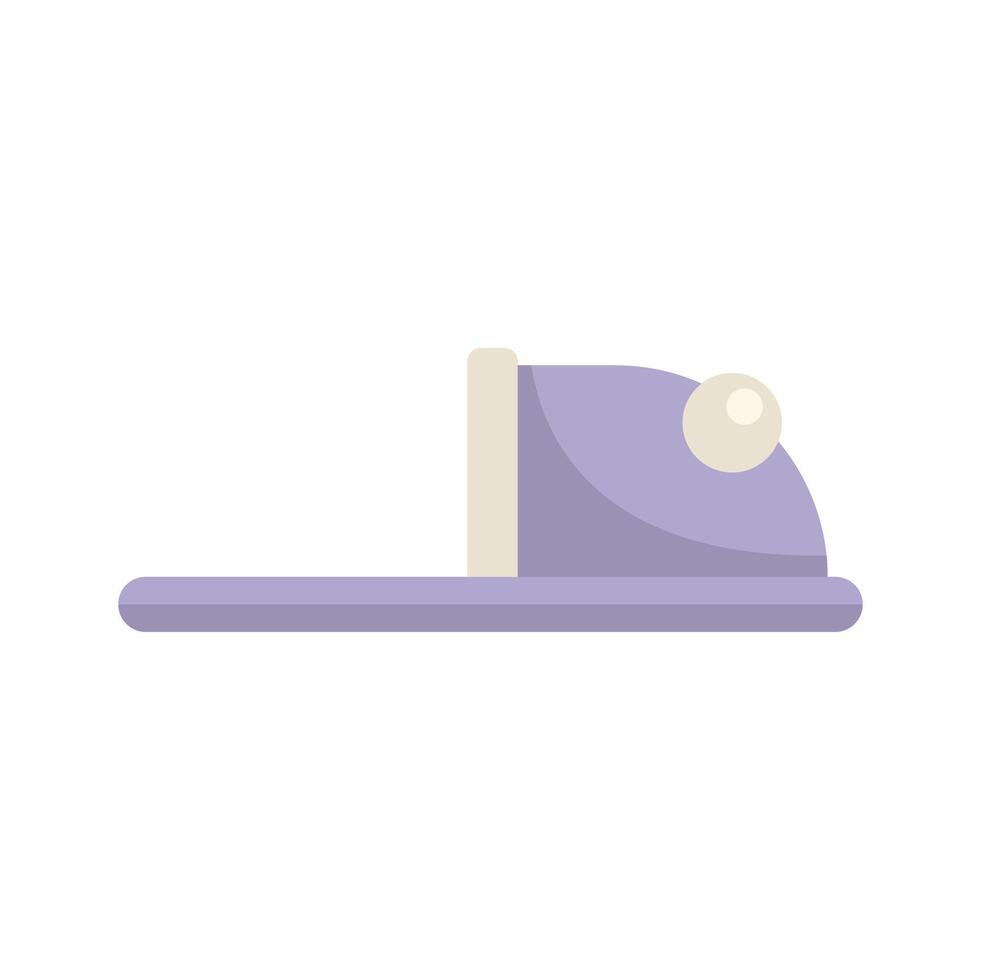 Purple slipper with pompom, side view comfortable indoor footwear vector