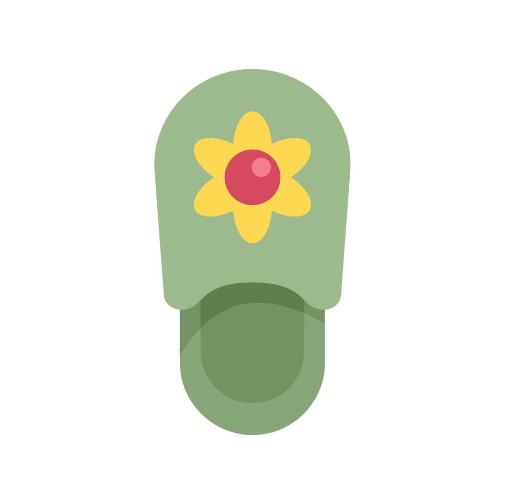 Green house slipper showing flower decoration on top view vector