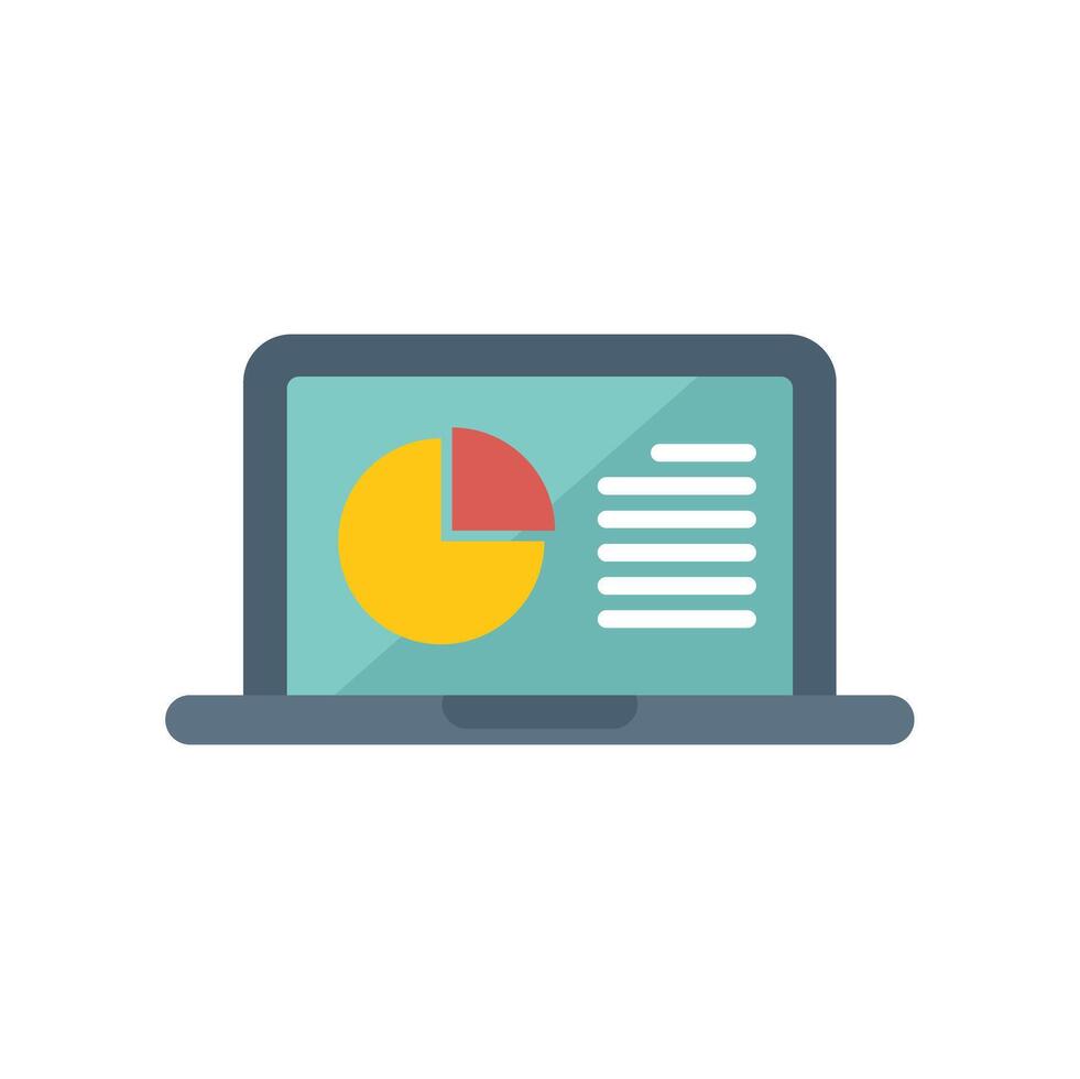 Laptop showing statistical business graph icon vector