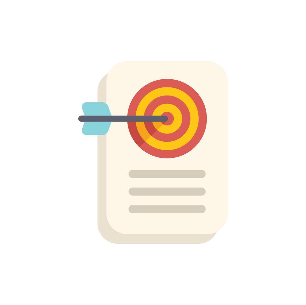 Arrow hitting center of target on document for business strategy vector