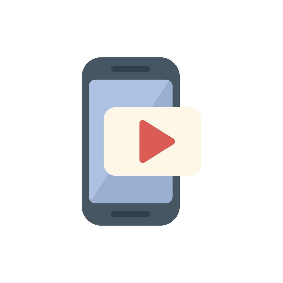 Smartphone displaying video streaming app icon over white background vector