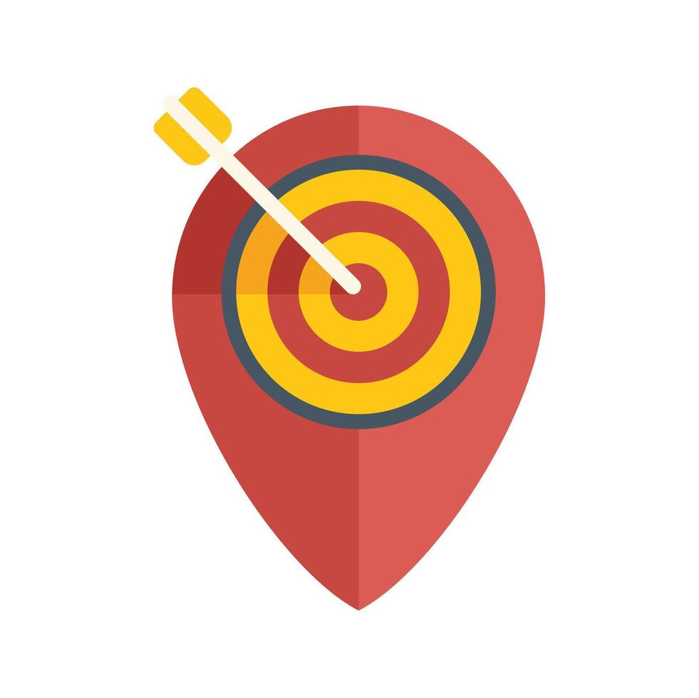 Location pin pointing the target with arrow in bullseye vector