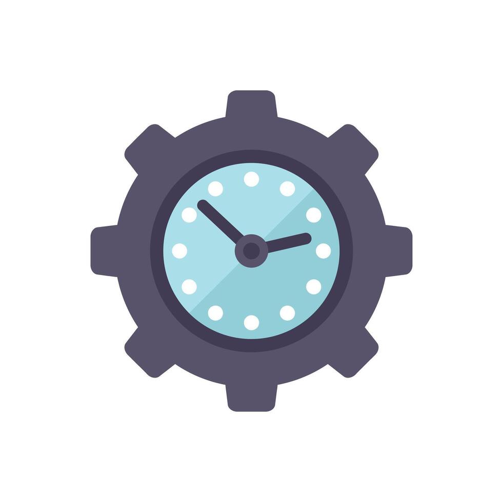 Clock face merging with a cogwheel representing time management vector