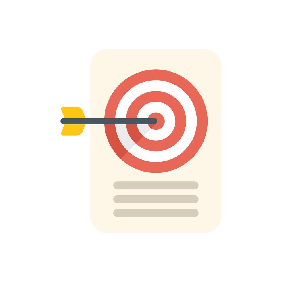 Arrow hitting target on document representing reaching business goal vector
