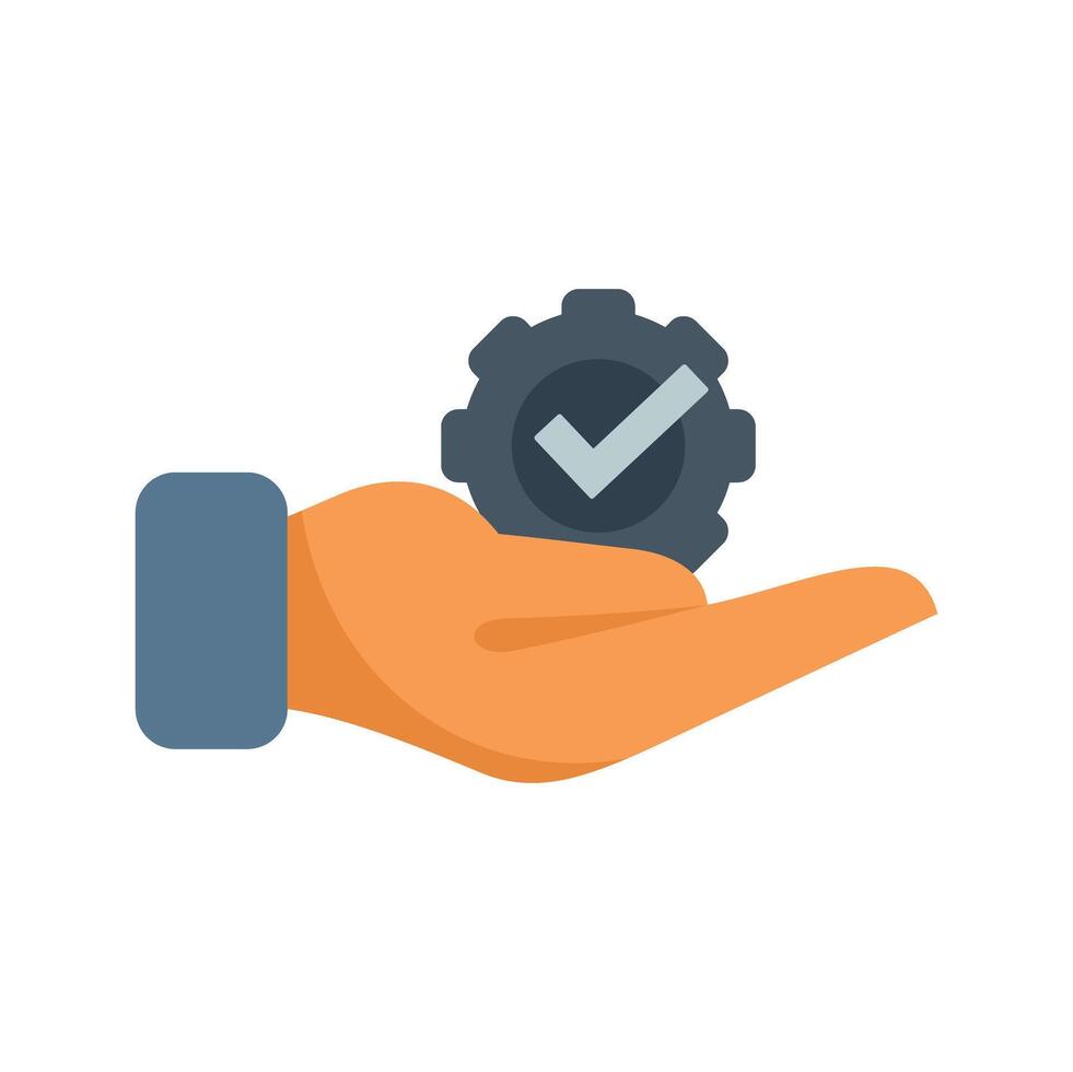 Businessman holding gear with check mark showing business solution vector