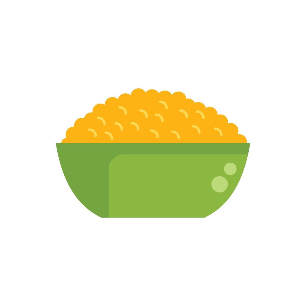 Green bowl overflowing with delicious couscous illustration vector