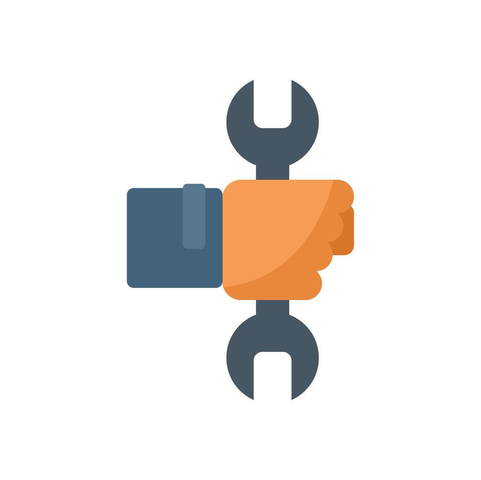 Hand holding wrench spanner tool support assistance concept illustration vector