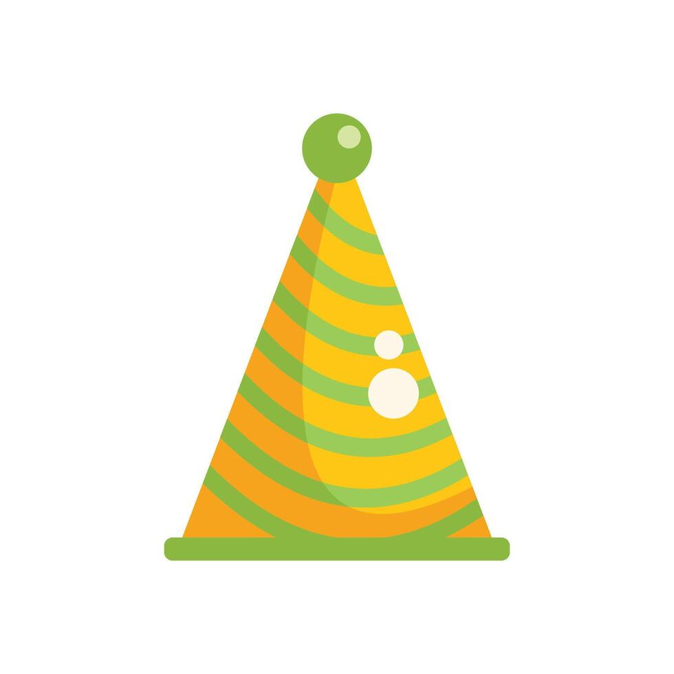 Green and yellow striped party hat celebrating a birthday party vector