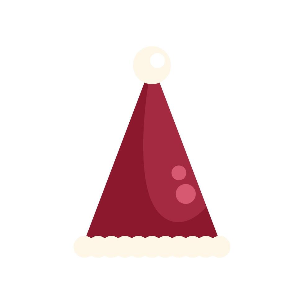Red santa claus hat with fur and pompom celebrating christmas holiday vector