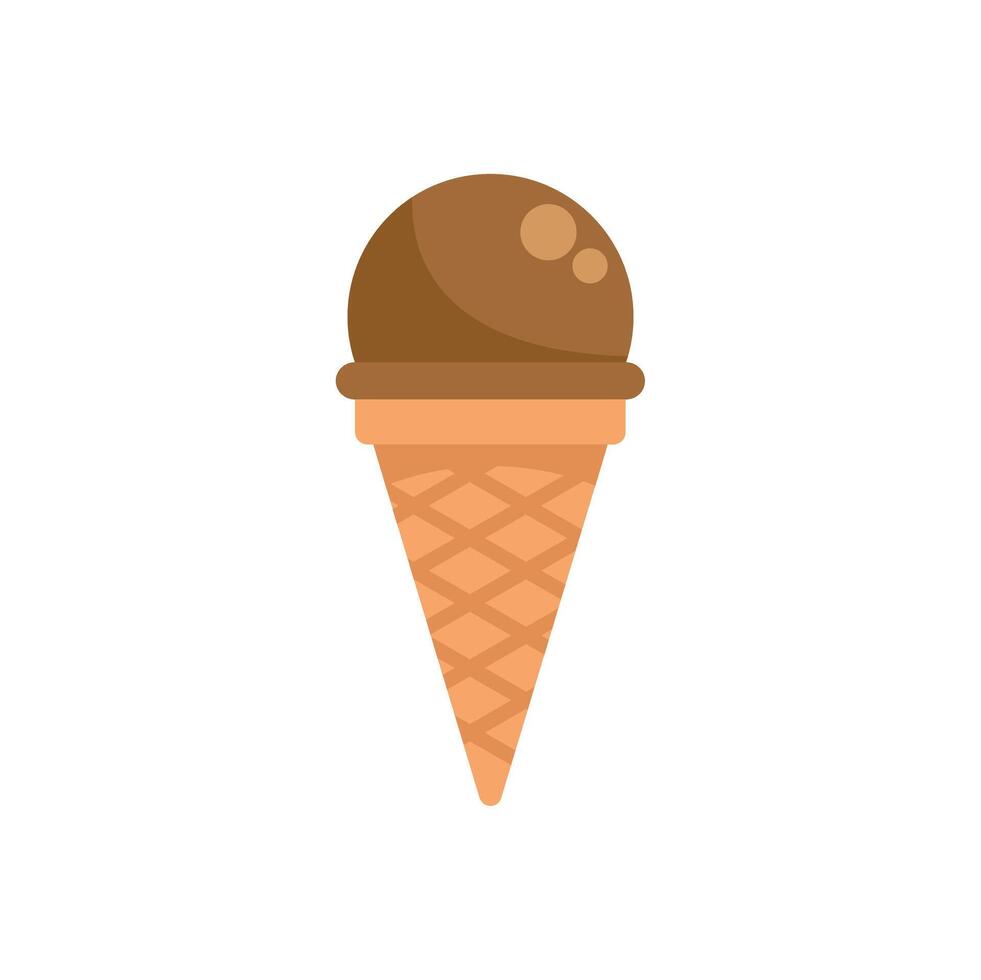 Chocolate ice cream scoop on crisp cone refreshing dessert treat vector