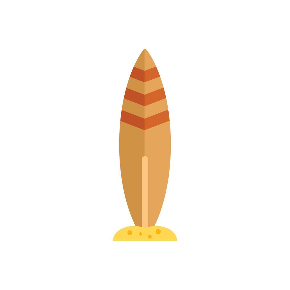 Surfboard standing upright on the sand on a sunny day vector