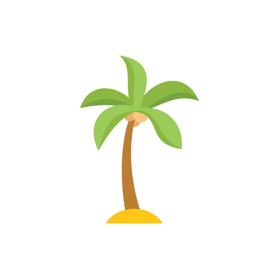 Green palm tree growing on a tiny tropical island vector