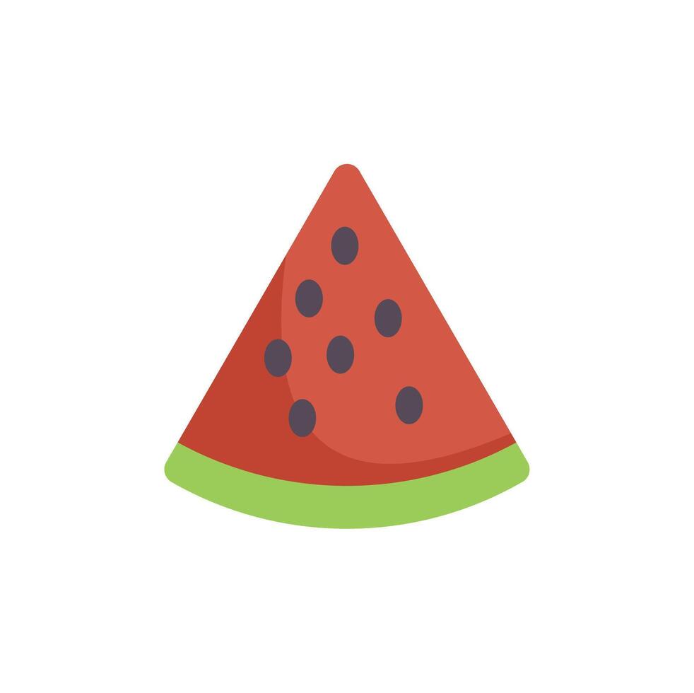 Single slice of ripe red watermelon with seeds icon vector