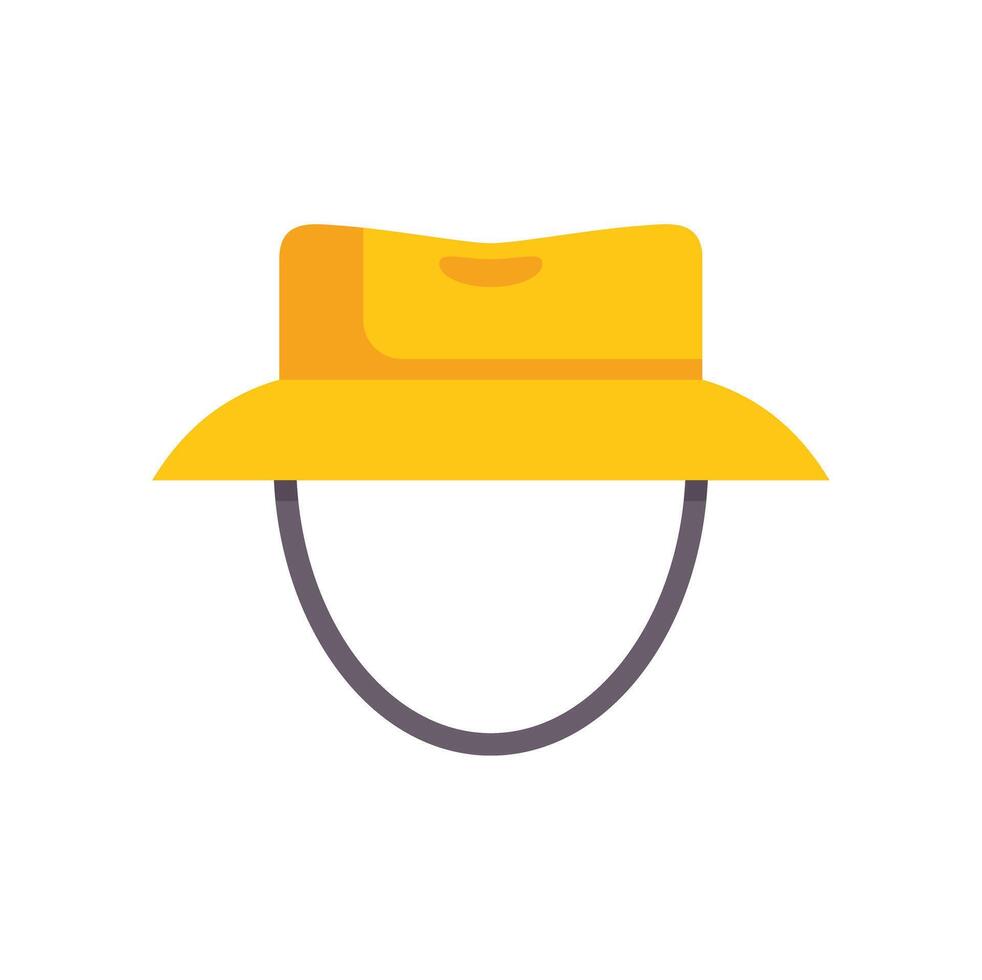Yellow bucket hat protecting from sunstroke during summer trip vector