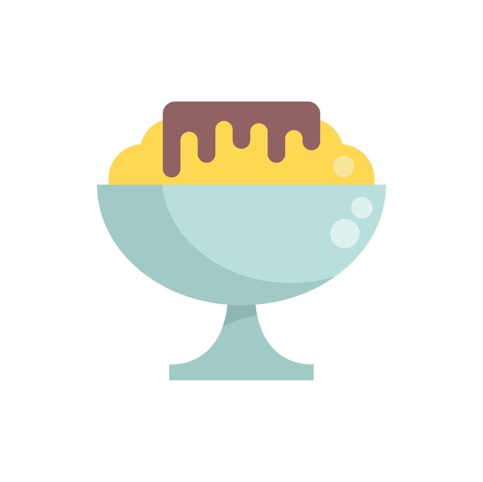Delicious ice cream drizzled with chocolate sauce in a cup vector
