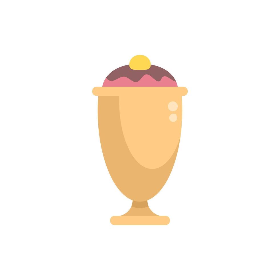 Chocolate ice cream being served in tall glass on white background vector