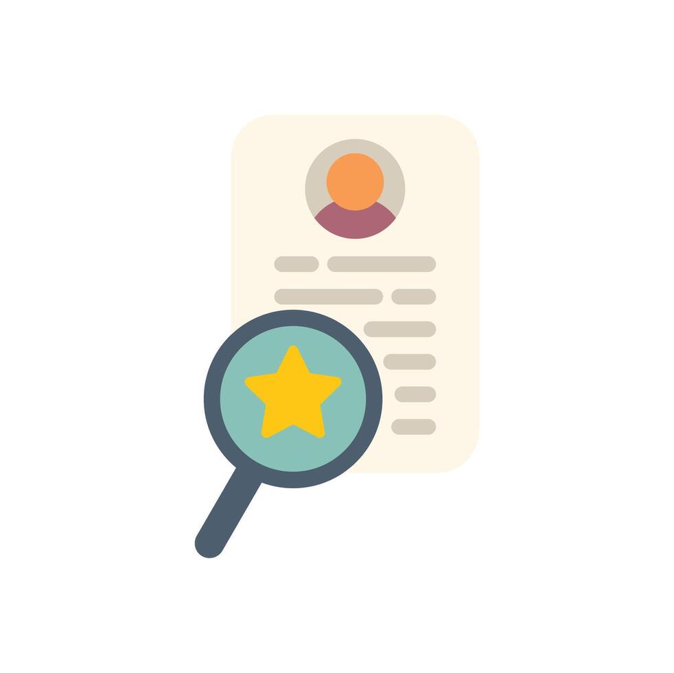 Magnifying glass focusing on best candidate resume for hiring process vector