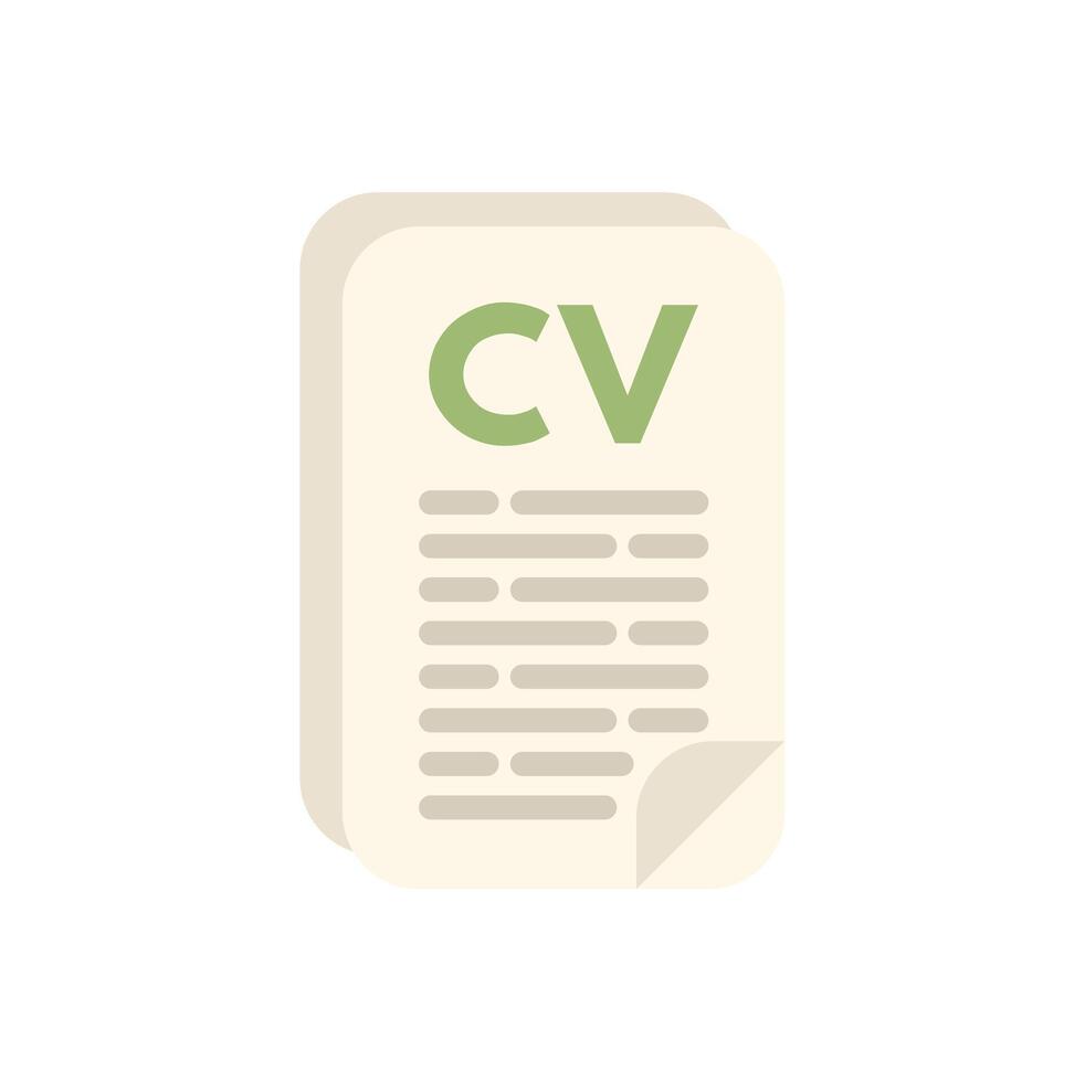 Curriculum vitae document representing job application with work experience vector