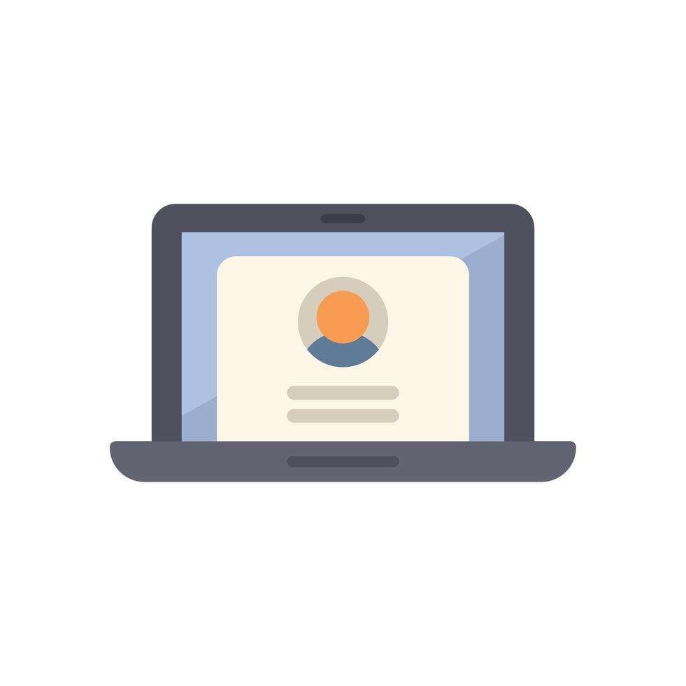Laptop showing online user profile with personal information vector