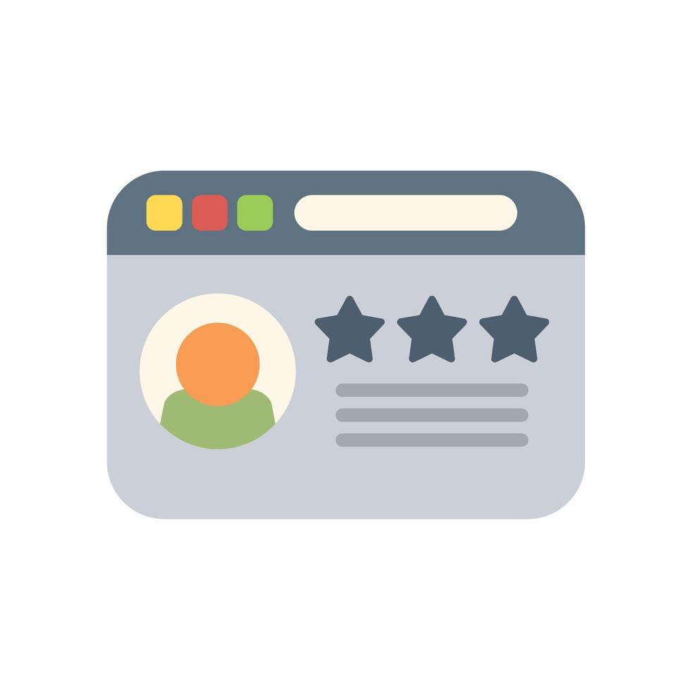 Website showing customer review with five star rating system vector