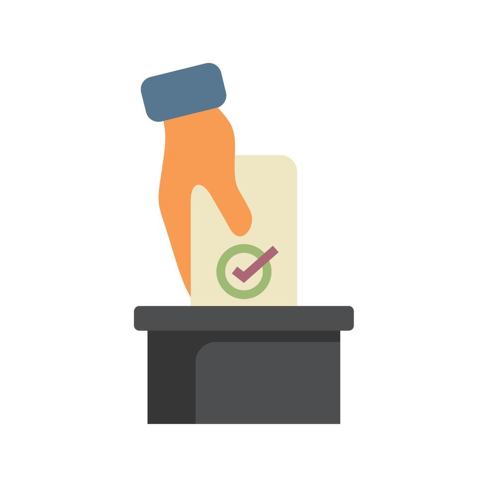 Hand putting voting paper in the ballot box vector