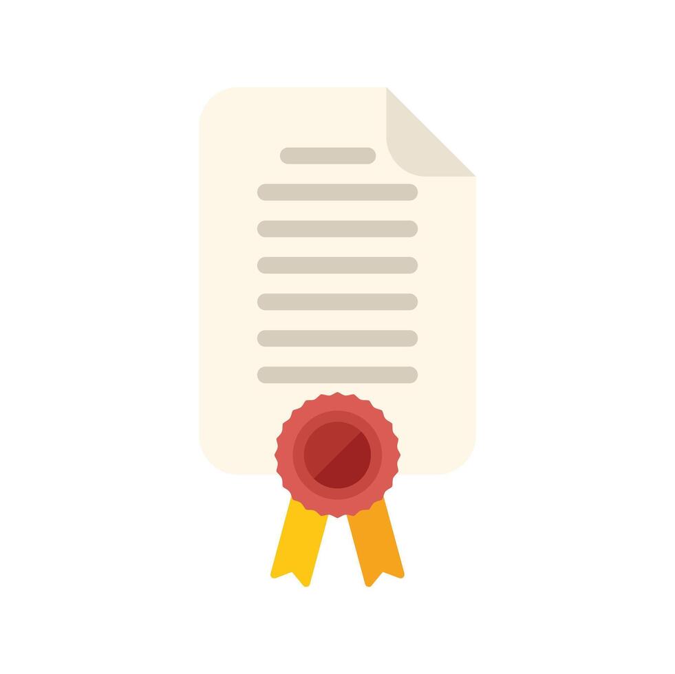 Official document with red wax seal and yellow ribbon illustration vector