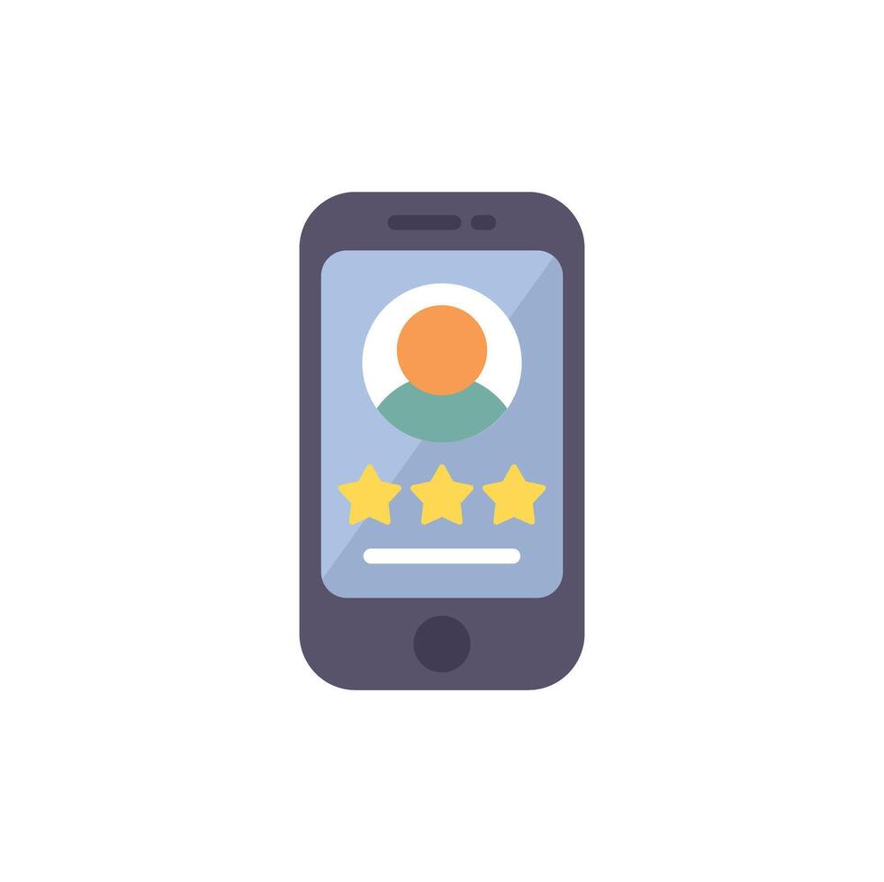 Smartphone showing customer review with five star rating system vector