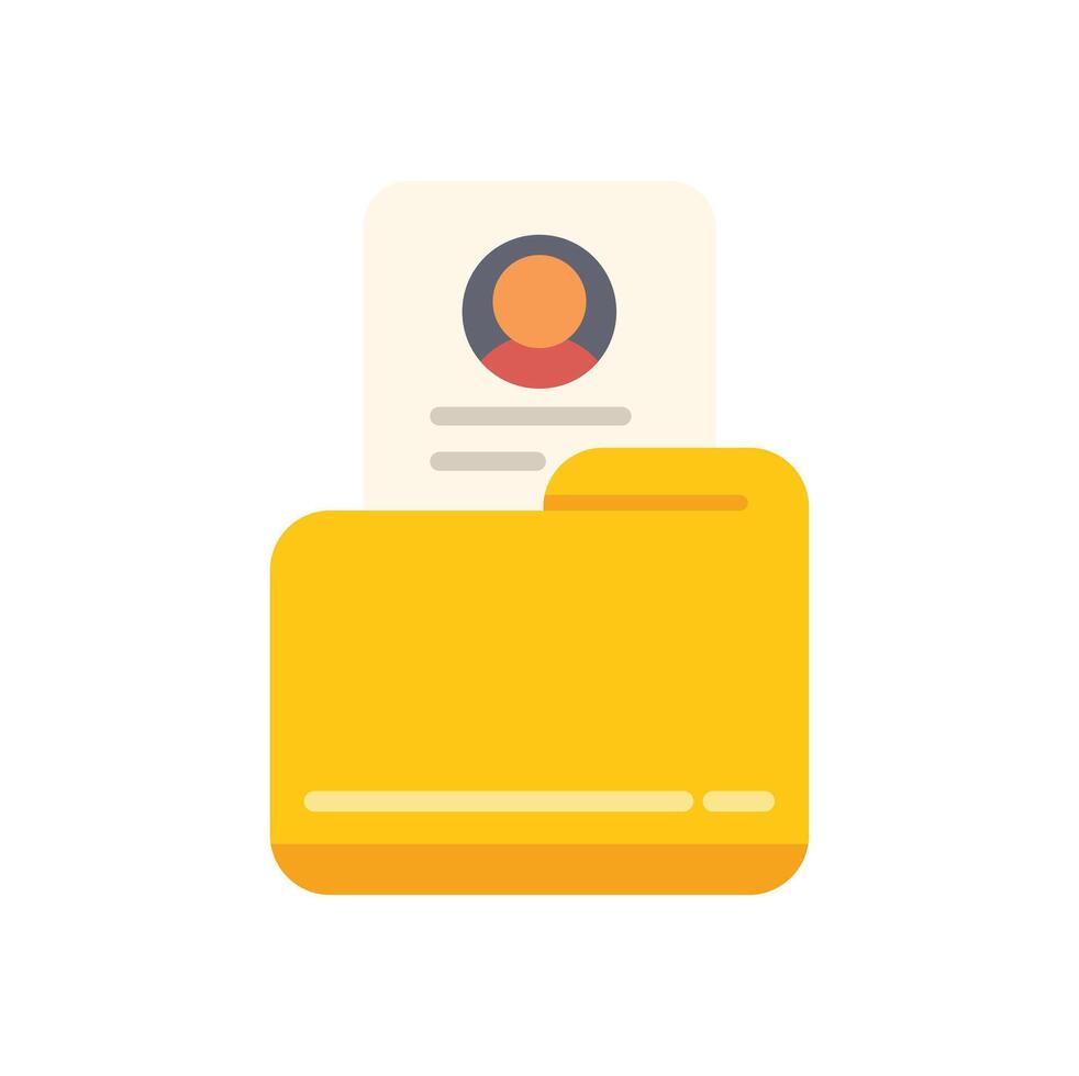 Yellow folder storing personal profile information icon vector