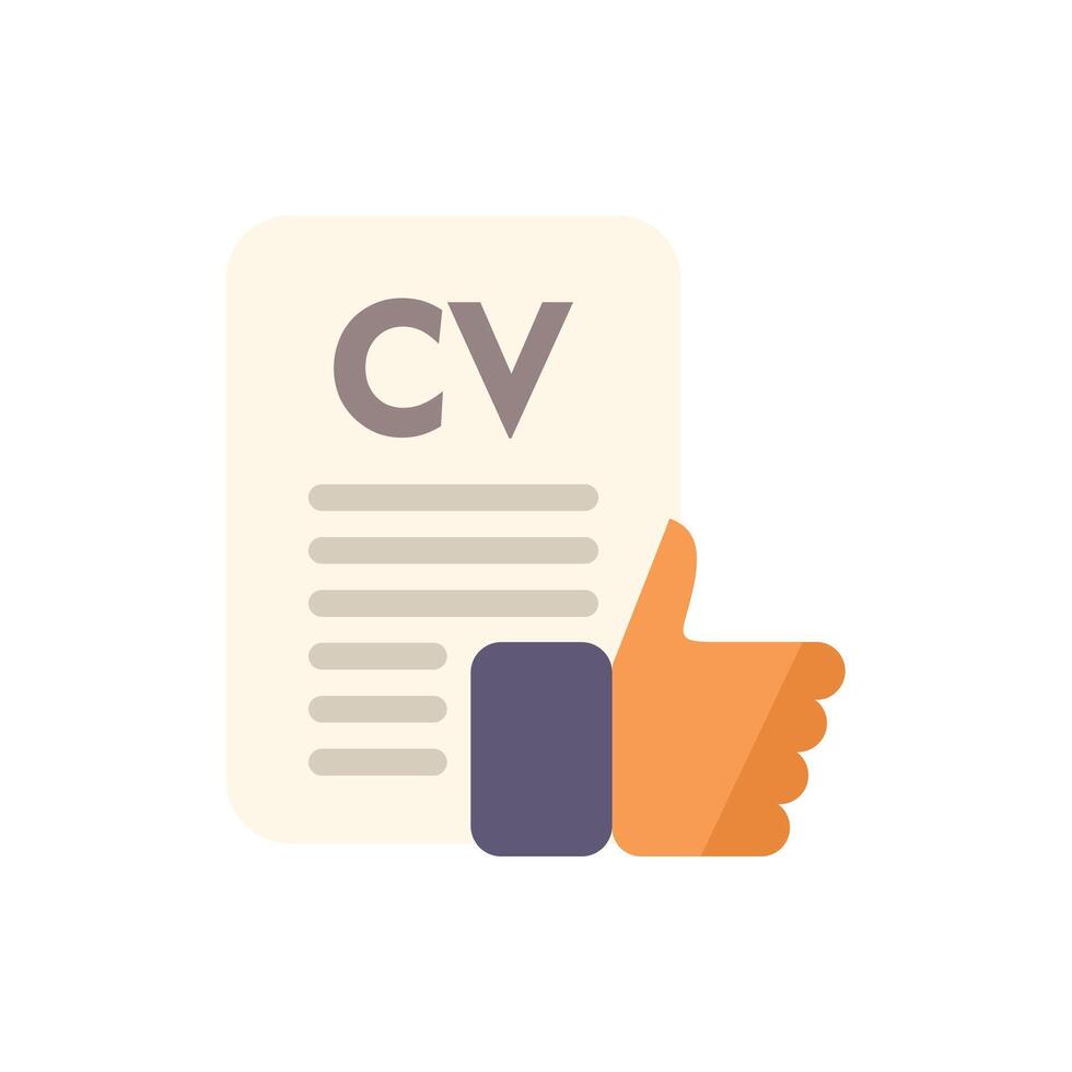 Recruiter giving thumbs up to curriculum vitae with approving gesture vector