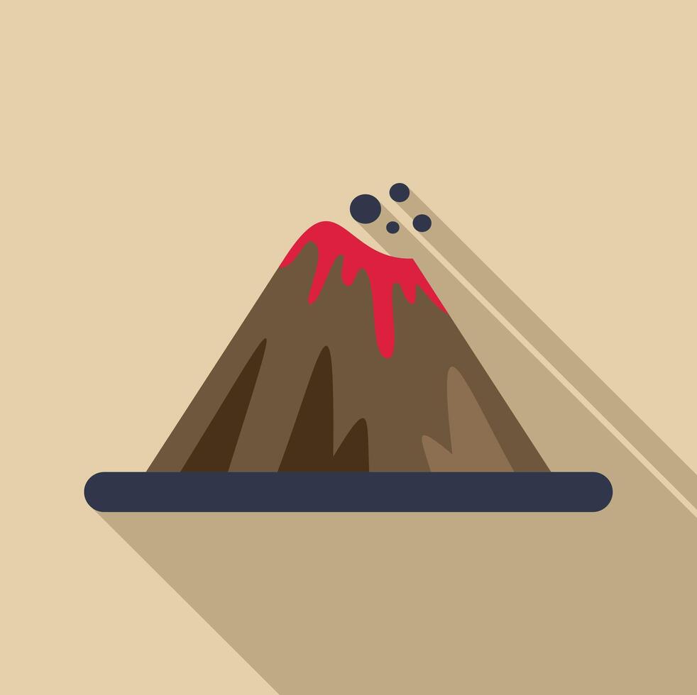 Volcano erupting with lava rocks and long shadow vector