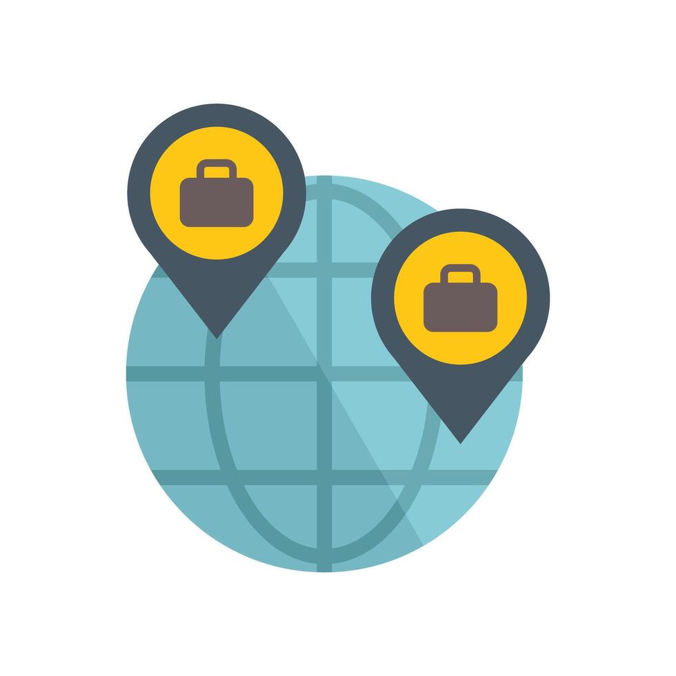 Global business opportunities concept with briefcases on world map pins vector